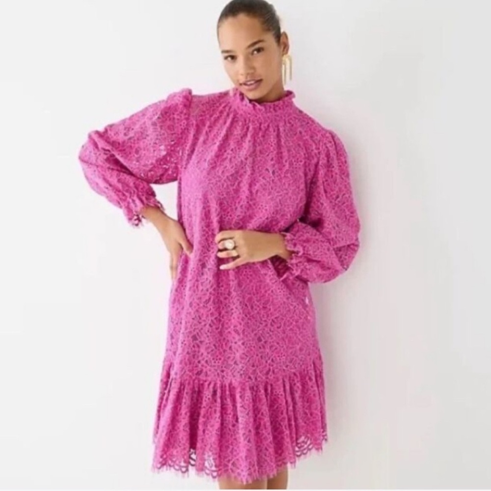 J. Crew Pink Lace Mini Dress
